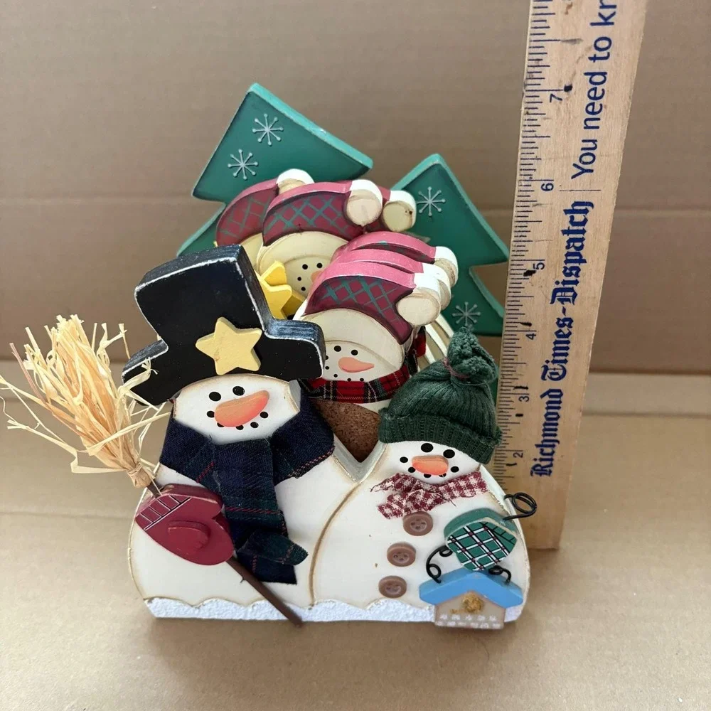 Snowman Family Holiday Coasters set of 6‎ and Container Handpainted Wooden